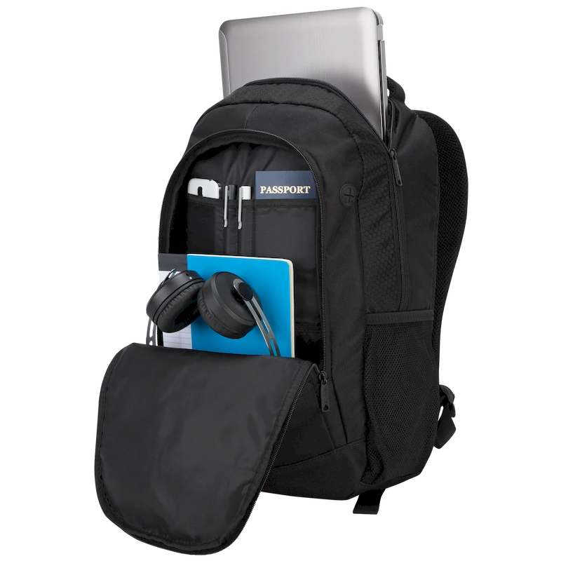 Mochila Targus City 15.6 con objetos y accesorios