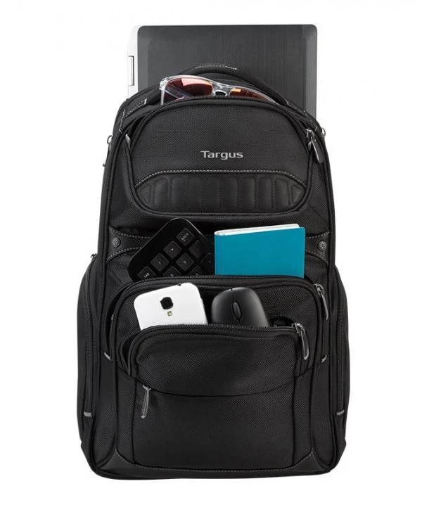 Mochila Targus Legend IQ 15.6 con accesorios y productos