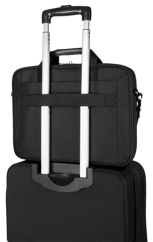 Bolso Targus 15.6 Classic Slim acoplado en maleta de viaje